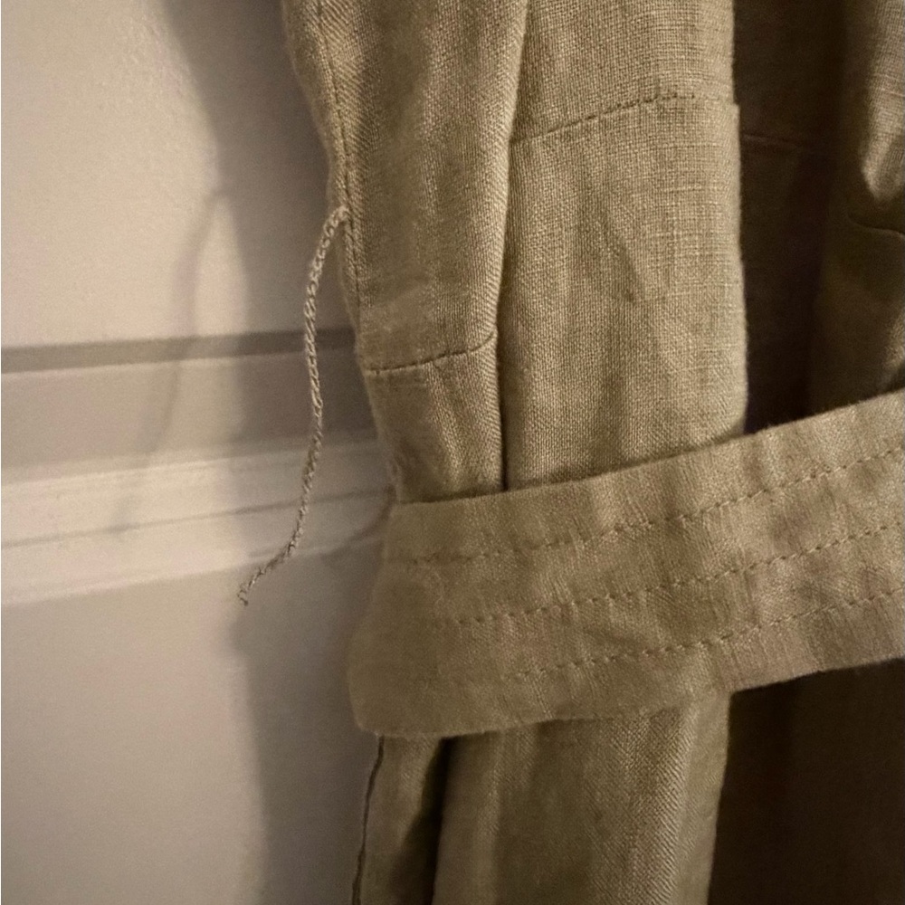 Quince Sleeveless Linen Jumpsuit in Olive Green** | Size Small - Picture 3 of 5